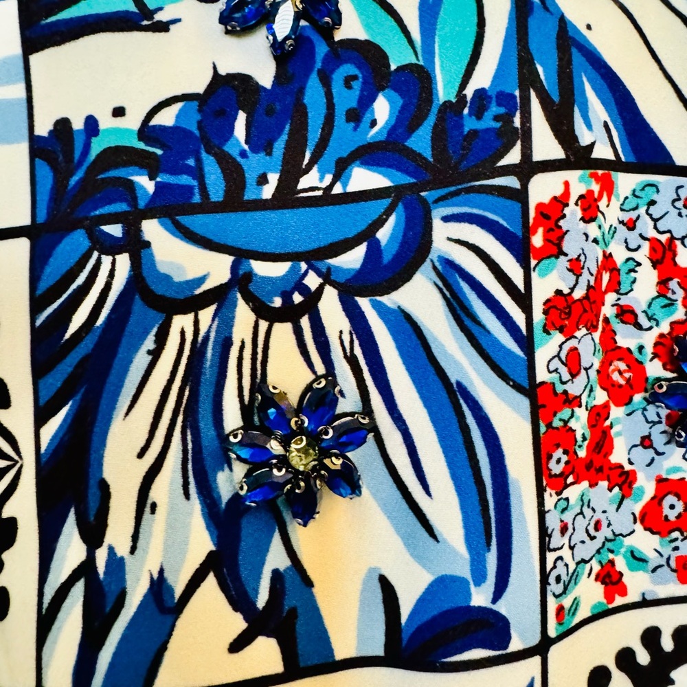 Be Inspired Blue And Red Patterned Mini Dress - image 2